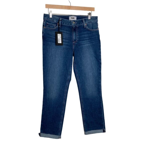 PAIGE Women's Brigitte with Raw Hem Cuff Mid Rise Straight Leg in Antwerp 27 NWT - Picture 2 of 12